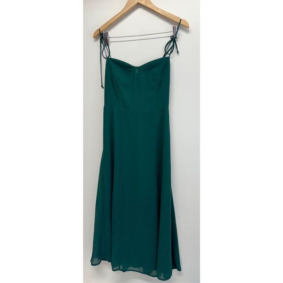 AQUA Midi Dress Size Small Green Spaghetti Strap Corset Front Slit‎ NWT - Picture 4 of 11